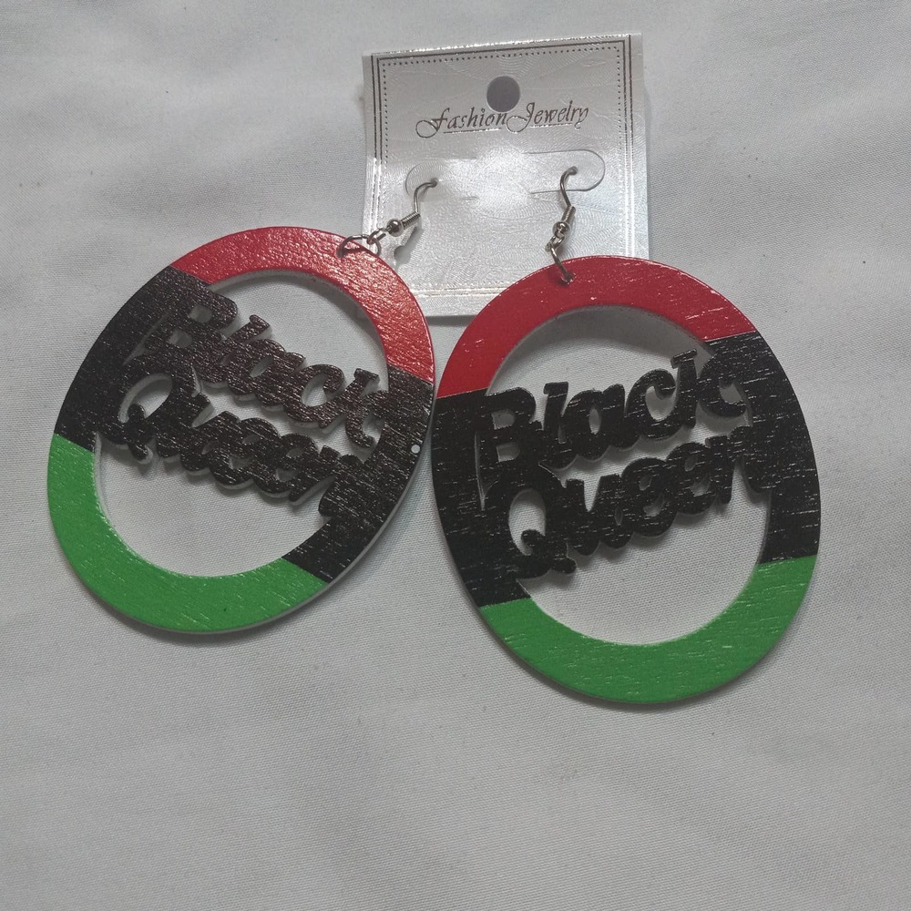 Fashion Jewelry Earrings "Black Queen" red, black, and green